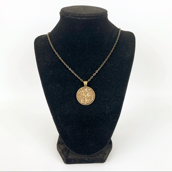 Wood Laser Engraved Geometric Pattern Necklace 24” - Picture 2 of 6